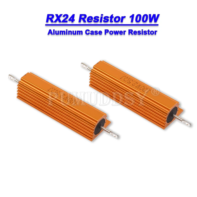 RX24 100W Aluminum Power Metal  Case Wirewound Resistor 0.01 ~ 100K 0.1 0.5 1 1.5 2 6 8 10 20 100 150 200 300 1K 10K Ohm