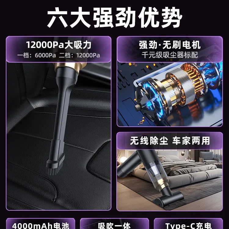 車用掃除機 ブラシレス ワイヤレス充電 ハンディ ミニ ポータブル 両用 超強力 吸力