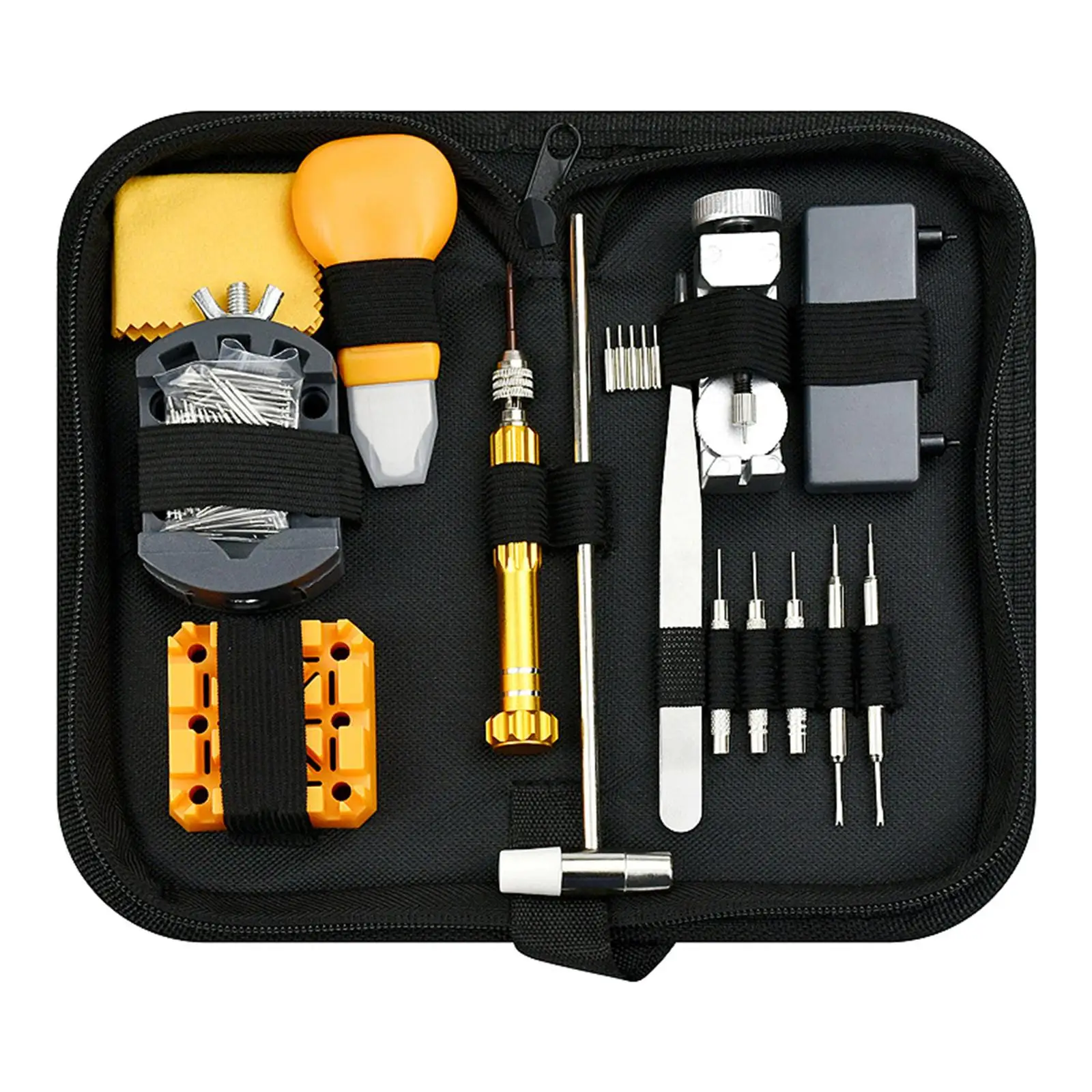 Professional Watch Repair Tool Kit 132 Piece Case Opener Spring Bar Link Pin Remover Tweezers for Strap Adjustment