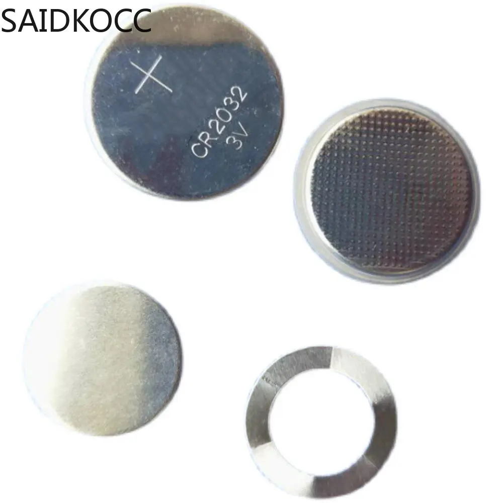 Pilha de Moedas de Cr2032 de Saidkocc 304 Parte Cases da Pilha da Moeda do Conjunto com Mola de 1.1 mm e Espaçador de 1.0 mm Aço Inoxidável a