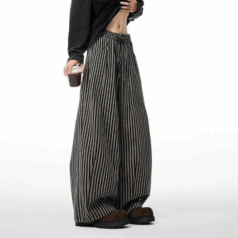 

Женские черные готические полосатые длинные брюки, мешковатые спортивные штаны Harajuku Y2k, винтажные брюки большого размера в японском стиле 2000-х годов, одежда