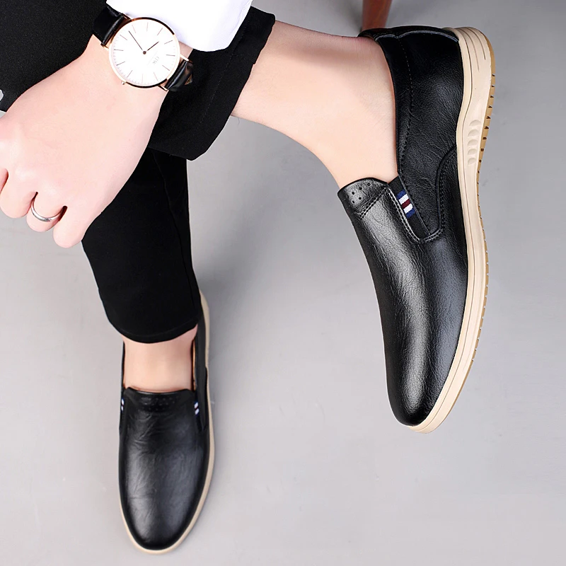 Men Leather Shoes Men Casual Luxury Brand Handmade Penny Loafers Men Slip On Flats Driving Dress Shoes