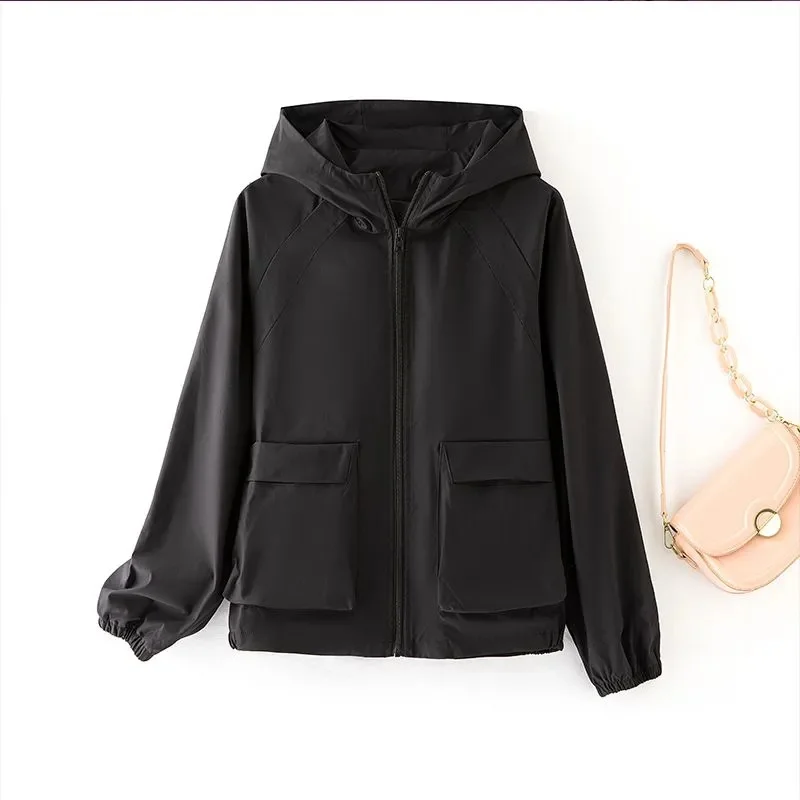 Fashion Jacket Women 2027Spring Autumn New Ladies Windbreaker Coat Casual Windproof Waterproof Overwear Hooded Joker Outcoat Top