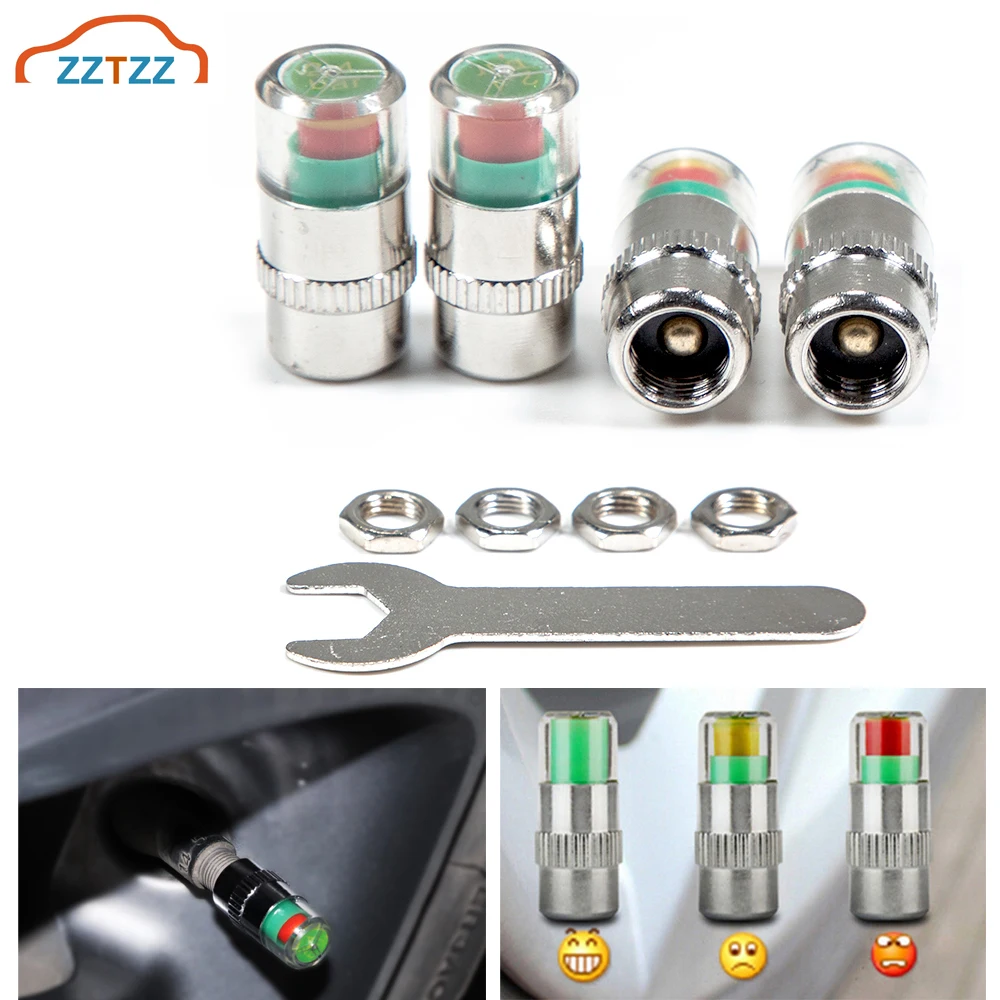 

4Pcs Tire Pressure Monitor Valve Stem Cap Sensor Indicator 36 Psi 2.4 Bar Air Warning Alert Valve Pressure Diagnostic Tools Kit