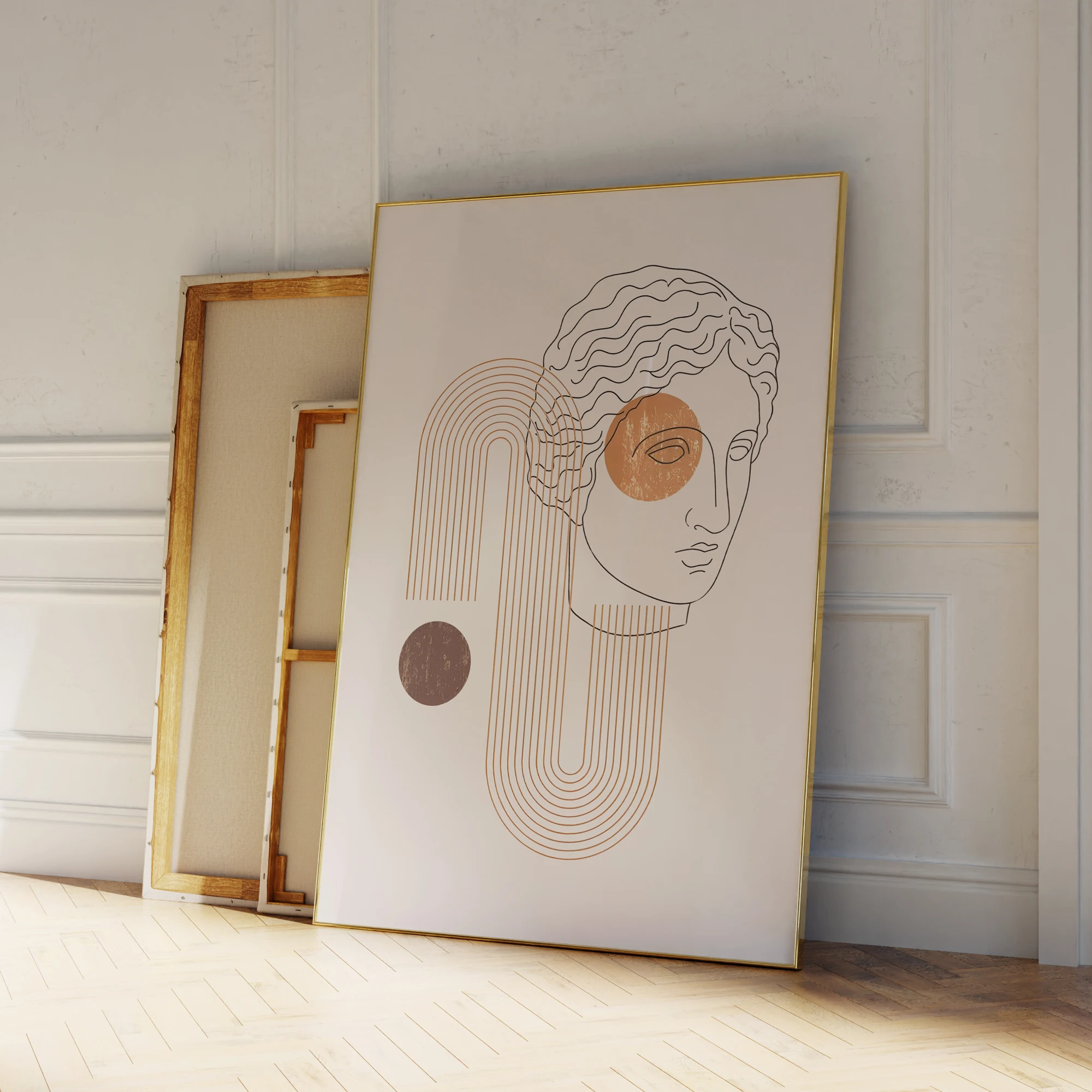 Mid-Century Modern Poster Antike Skulptur Orange Kunstdrucke Leinwand Malerei Poster Bild für Wohnzimmer Home Decor