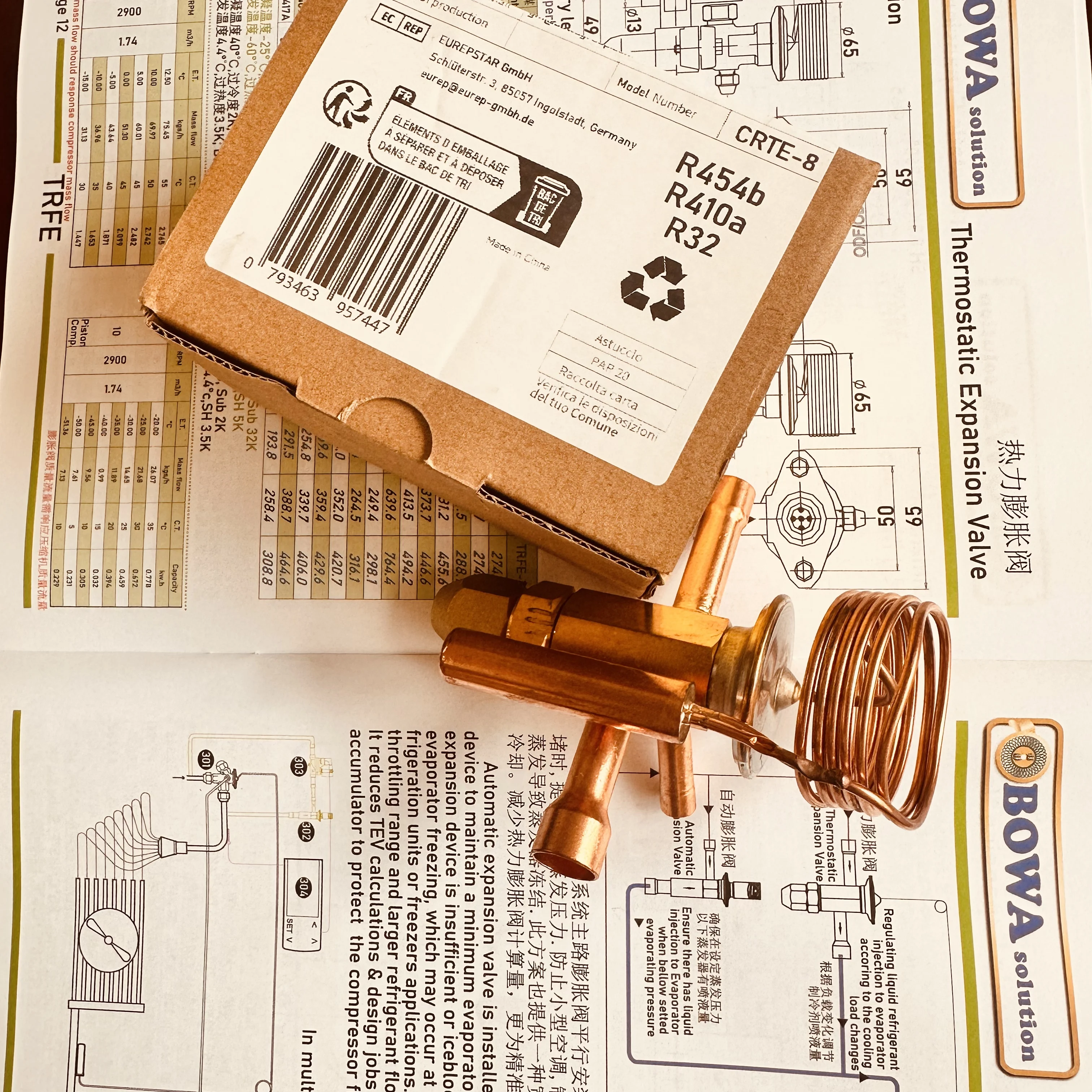 6TR R32 Thermostatic Expansion Valves Match 55~63cc/rev Rotary Compressors for Commerce Refrigeration & Heat Pump Air Chamber