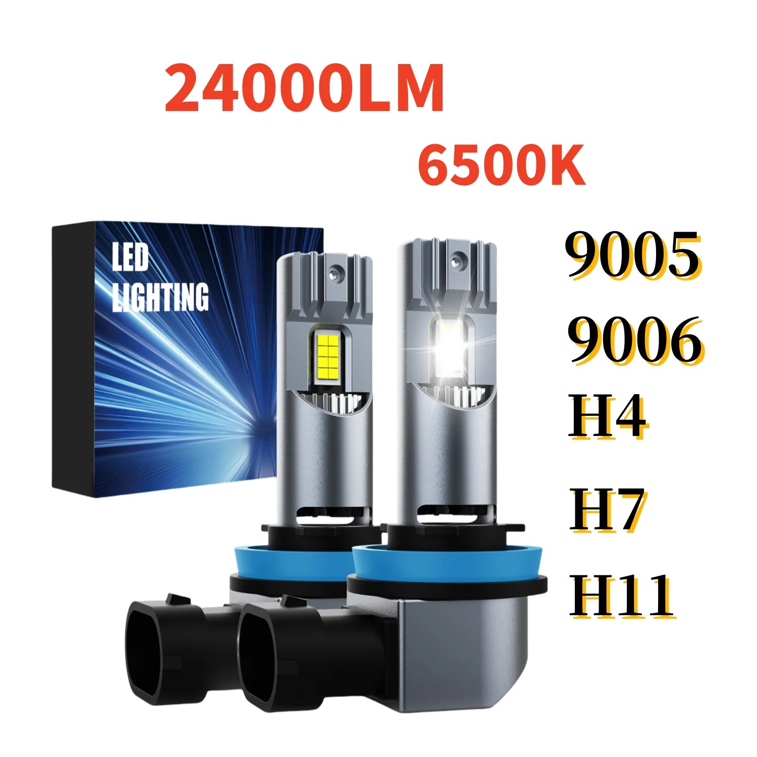

2pcs H7 H4 H11 9005 9006 LED Headlight Bulbs Mini Lens Headlights 100W 6500K 24000LM High Low Beam Car Halogen Replacements Kits
