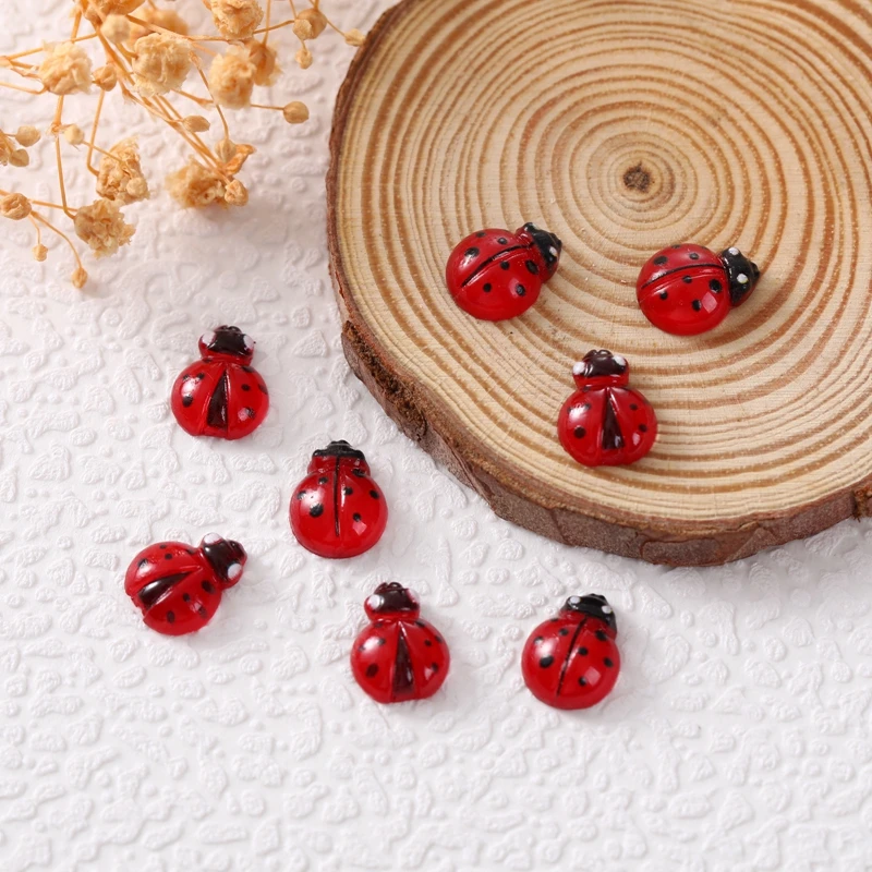 50PCS Seven Star Ladybug Nail Accessories Cute Cartoon Mini Resin Insect DIY Nail Decoration