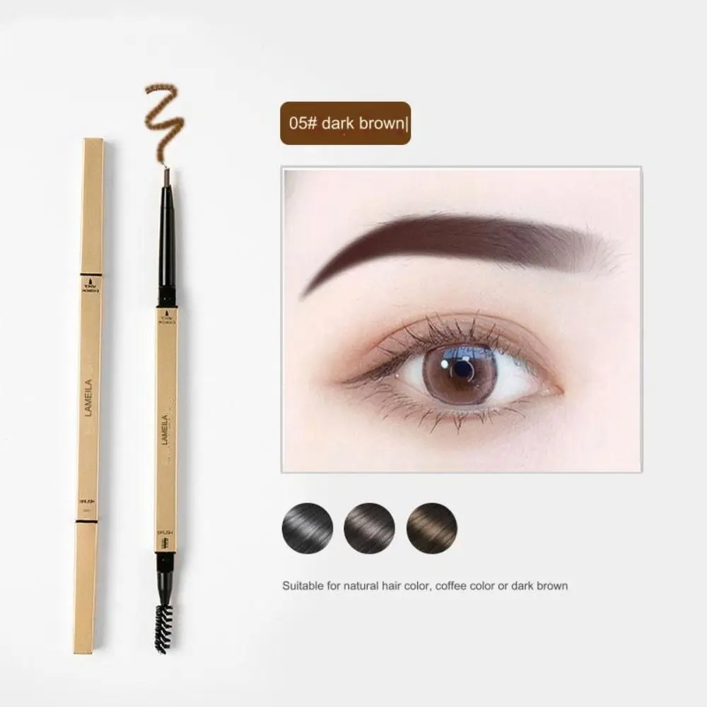 With Brush Double Head Eyebrow Pencil Waterproof Smooth Eyebrow Stick Sweatproof Eyebrow Gel