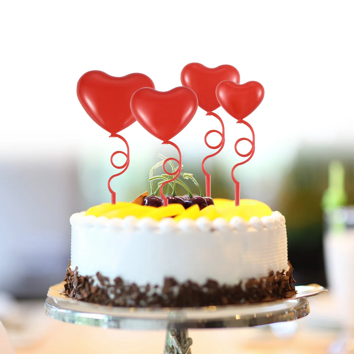 

24Pcs Cake Fruit Picks Heart Shape Premium Plastic Colorful Design for Birthday Wedding Cupcake Muffin Jelly Bread Party