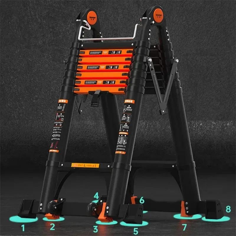 Aluminum Alloy Telescopic Ladder Step Ladders Home Thickened Folding Ladder Portable Multifunction Lifting Engineering Stairs A