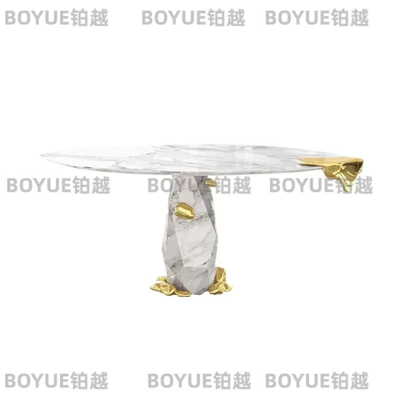 Luxury Round Marble Dining Table Modern Artistic Centerpiece for Villa Living Room High End Creative Stone Furniture Decor