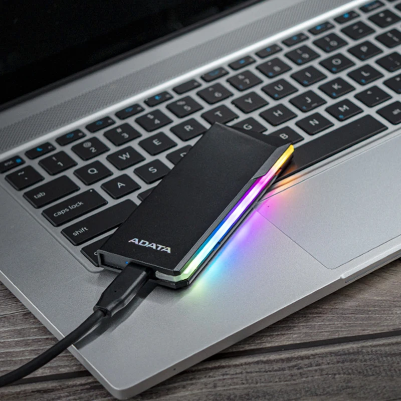 ADATA M.2 PCIe NVMe SATA SSD Enclosure EC700G RGB Lighting USB 3.2 Type-C Hard Drive Box Up to 1000Mb/s Hard Disk hd Case