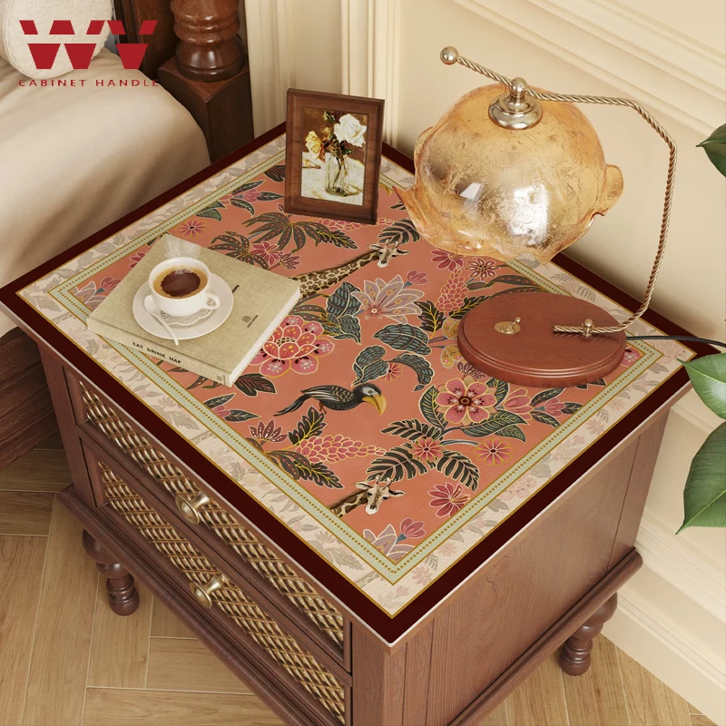 American Retro Bedside PVC Mat Woven Waterproof And Oil-proof Non-slip Light Luxury Bedside Table Mat Simple Household Cup Mat
