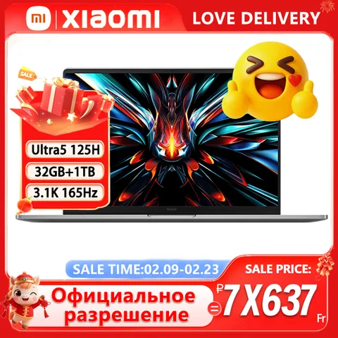 【Entrepôt da Rússia】Xiaomi Redmi Book Pro 16 2024 Ultra5 125H/Ultra7 155H 3.1K 165Hz Tela JYU4592CN/JYU4593CN