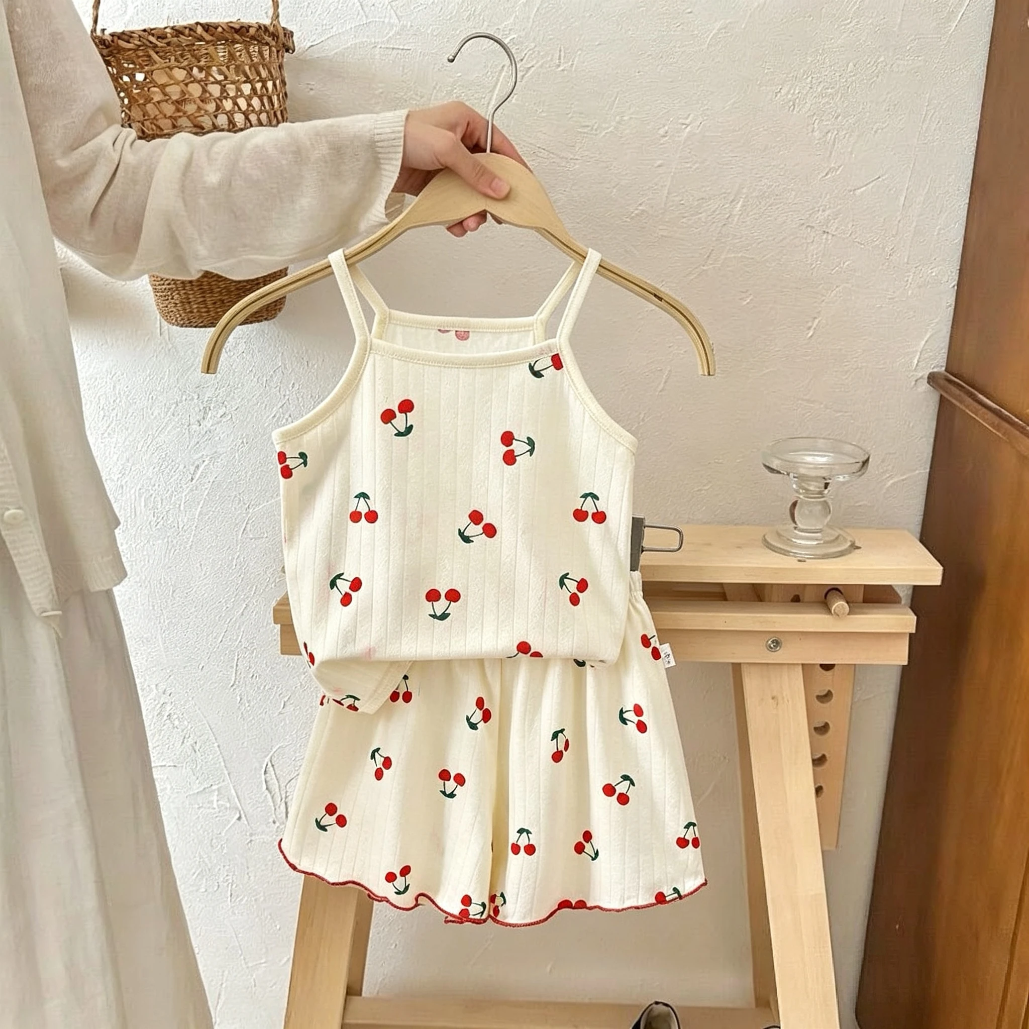 Sling + Shorts Two Piece Set Baby Girl Clothing Summer Thin Casual Home Clothes Suit Fashion Cute Casual Children Pajamas Set