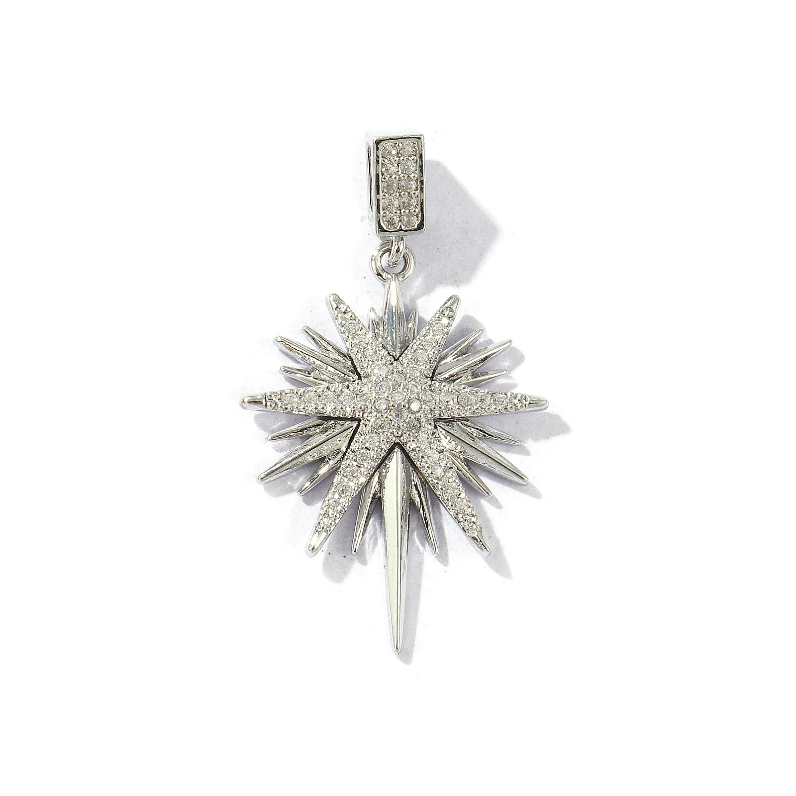 1 Stück neue Messing-Anhänger, mehrfarbig, Galaxie-Stern, Micro-Pavé, klarer Zirkonia-Anhänger, DIY-Halskette für Damen, Schmuck, 3,6 cm x 2,1 cm – Detail 3