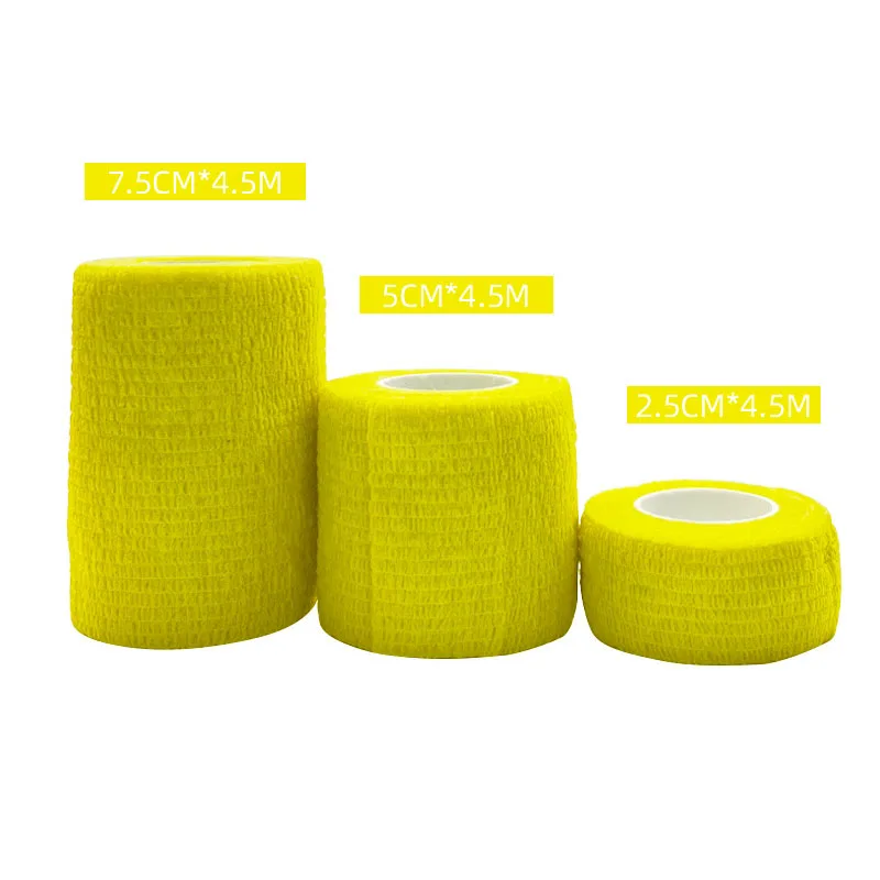 1/3/6/20PCS Sports Self Adhesive Yellow Elastic Bandages Anti-slip Athletic Nonwoven Waterproof Elastic Tattoo Bandages Aid Kit