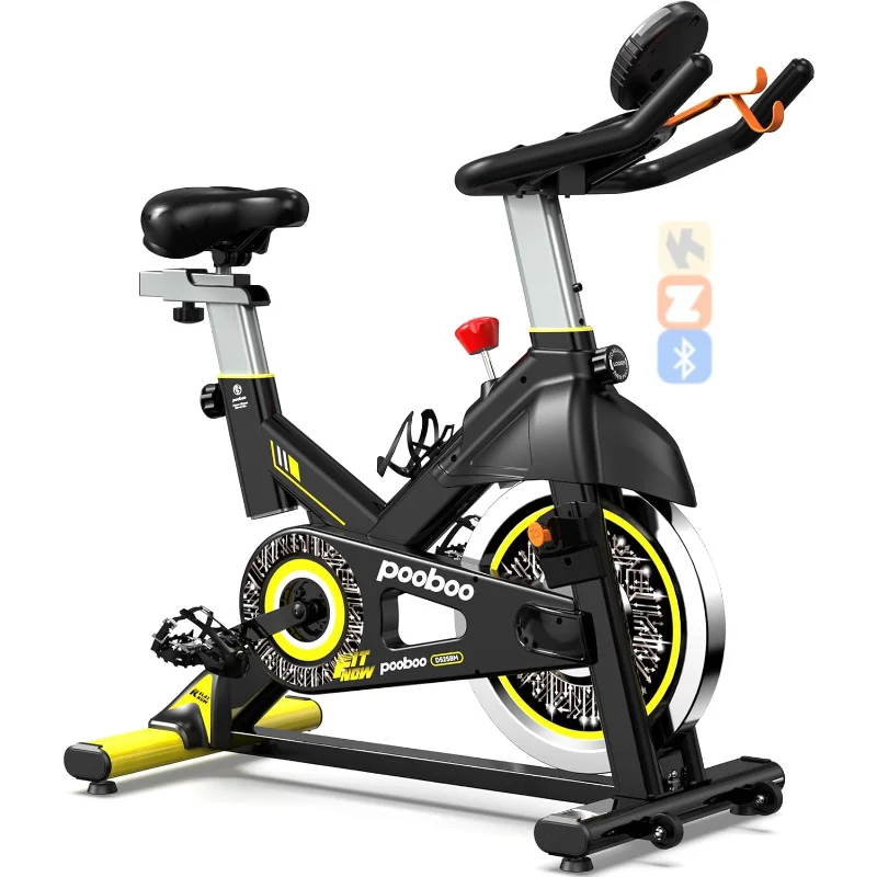 

Велотренажер pooboo, регулируемый магнитный/тормозной колодки, бесшумный ременный привод, велосипед для дома, кардио