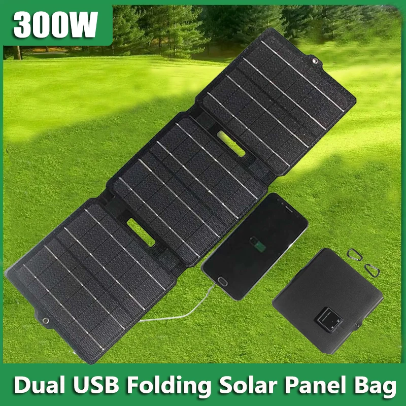 300 W faltbares Solarpanel Dual USB Falttasche Solarzelle Outdoor Power Bank Ladegerät für Handy Camping Wandern Klettern