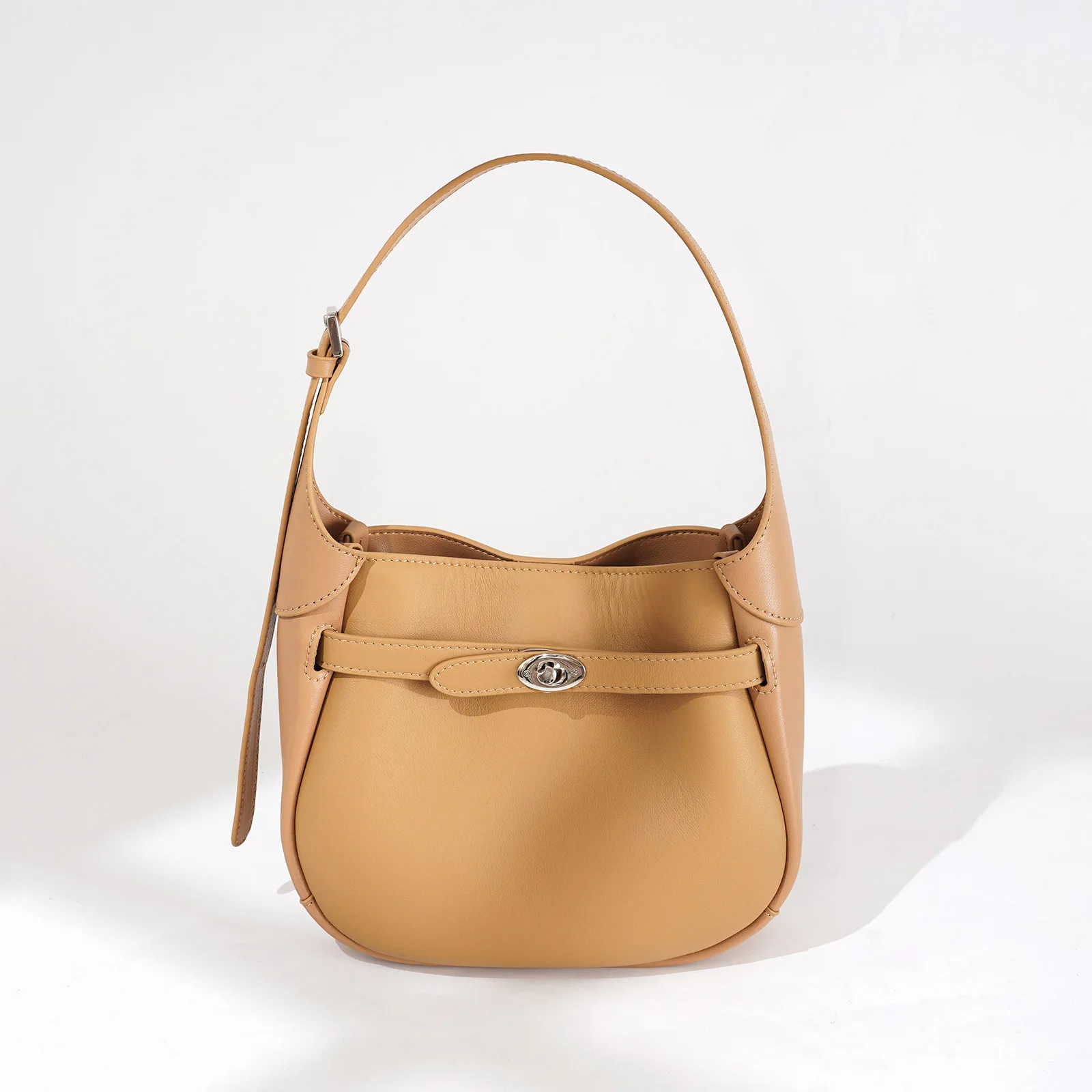 

Простая женская сумка из натуральной кожи, новая мода, простой дизайн для пожилых людей, многослойная сумка из воловьей кожи, универсальная сумка на плечо с пряжкой и замком