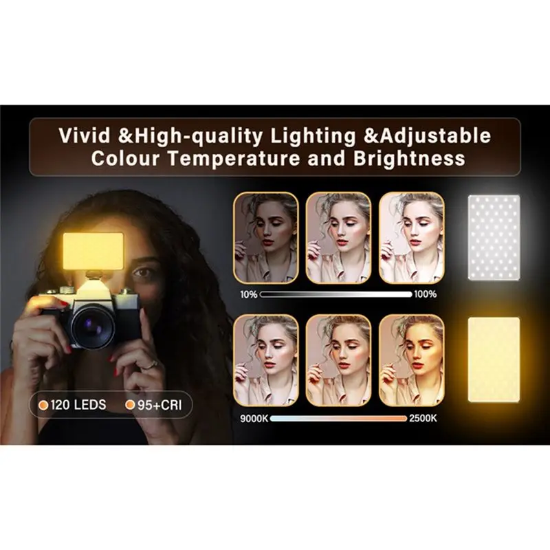 【SHOP-NOW】Cell Phone Fill Light 120 LED 2500-9000K Color Temperature Flat Light Camera Photo Video Live Streaming Pocket Light