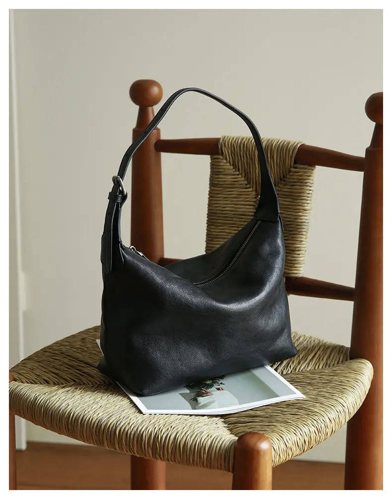 PNDME schlichte, lässige, hochwertige Damen-Umhängetasche aus echtem Leder, modische Outdoor-Reisetasche aus Rindsleder, Damen-Unterarmtasche – Detail 13