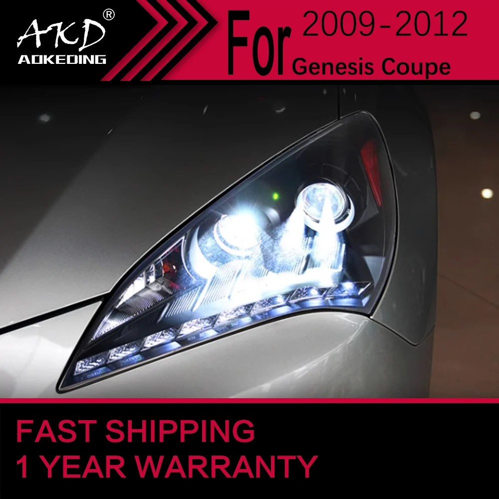 Car Lights for Hyundai Genesis Coupe LED Headlight 2009-2012 Head Lamp Drl Projector Lens Automotive Accessories