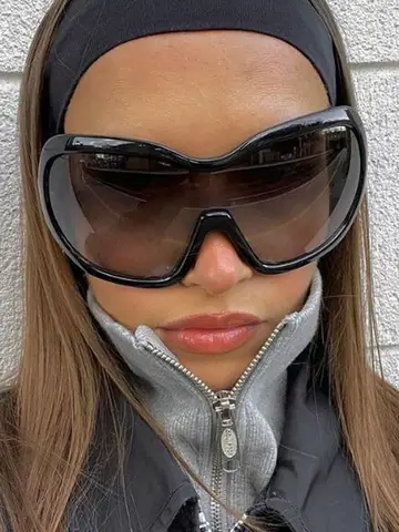 Gafas de sol Y2K de gran tamaño de una pieza para mujeres y hombres, gafas de sol de hip hop con gradiente de escudo cuadrado vintage, gafas de sol sexis para conducir para mujer