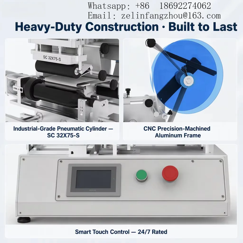 Semi Automatic Flat Labeling Machine High Precision 0.5mm Label Applicator for Box Bottle Hardware Aluminum Frame CE