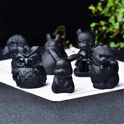 Natural Crystal Toothless Dragon Carved Obsidian Animals Quartz Figurine Healing Crystals Home Decor Reiki Gift