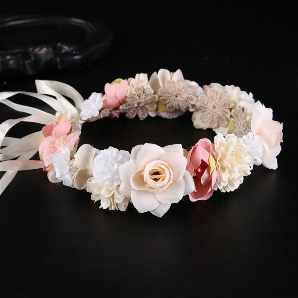 Floral Wedding Wreath Headband Headpiece Hair Accessories Bohemia Women Hairwear Boho Flower Girl