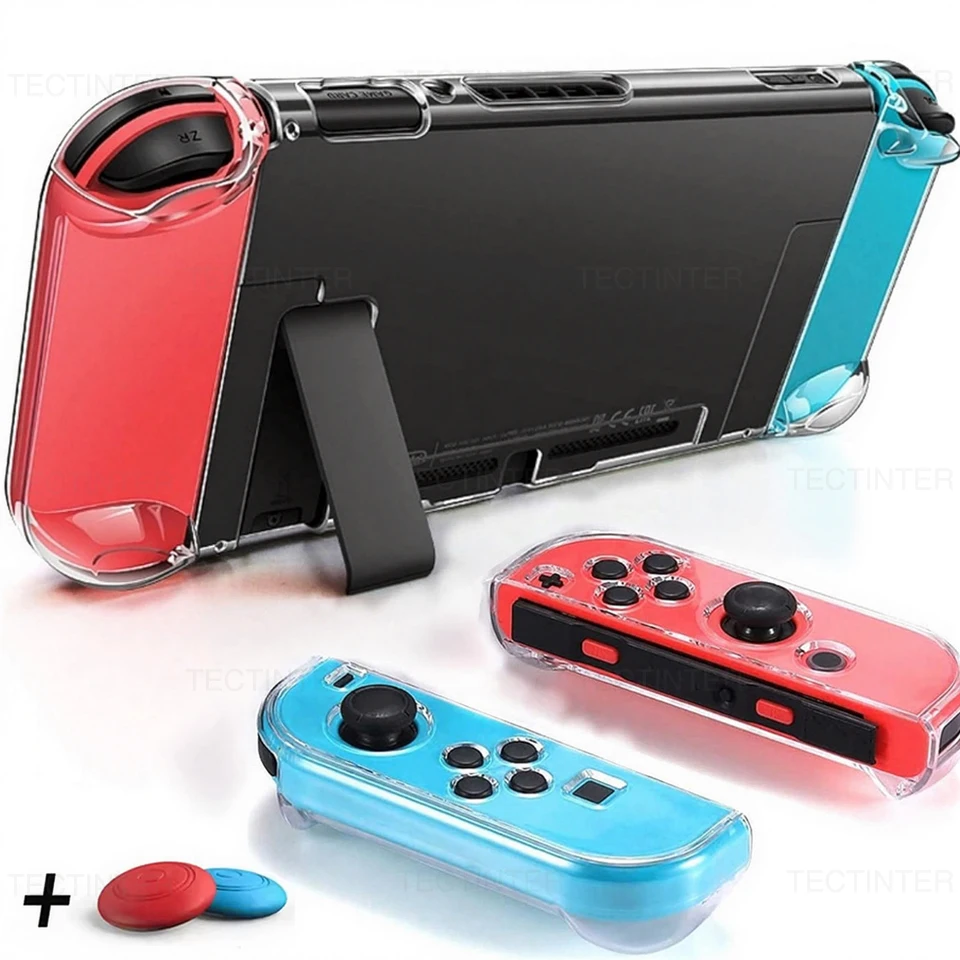 3 in 1 TPU Transparent Case Protective Cover for Nintendo Switch 1 Protector Shell Split Skin Thumb Grips for Switch Accessories