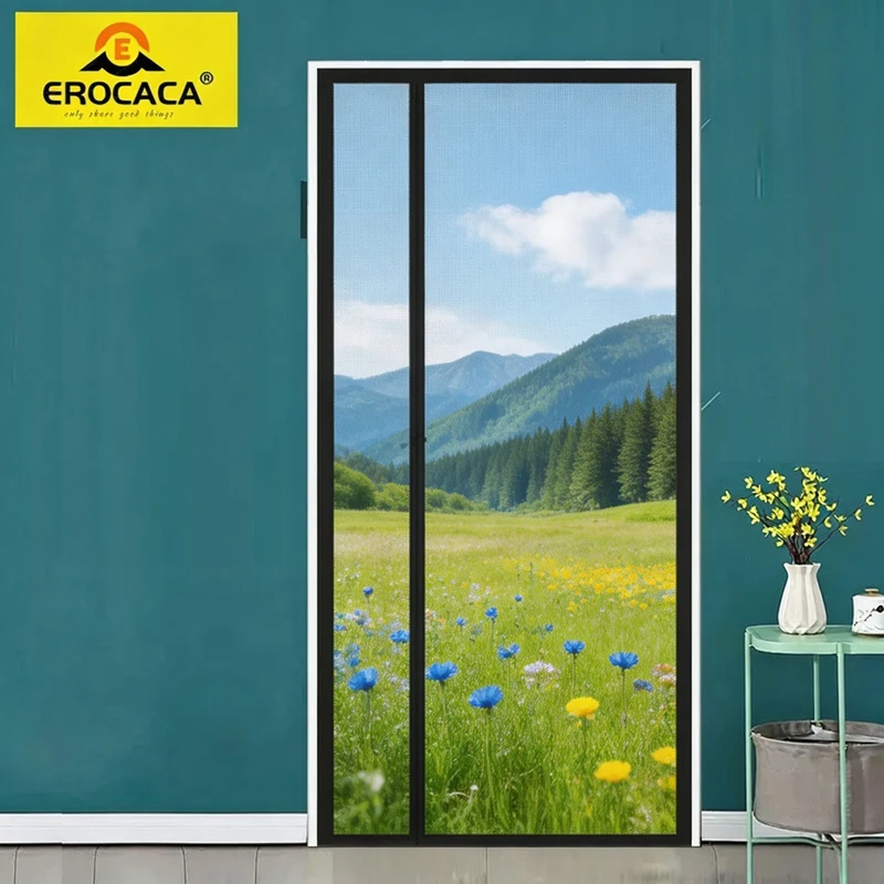 EROCACA Magnetic Door Screen Mosquito Net Curtain for Indoor Living Room Kitchen Invisible Mesh Fly Insect Barrier Automatic Clo