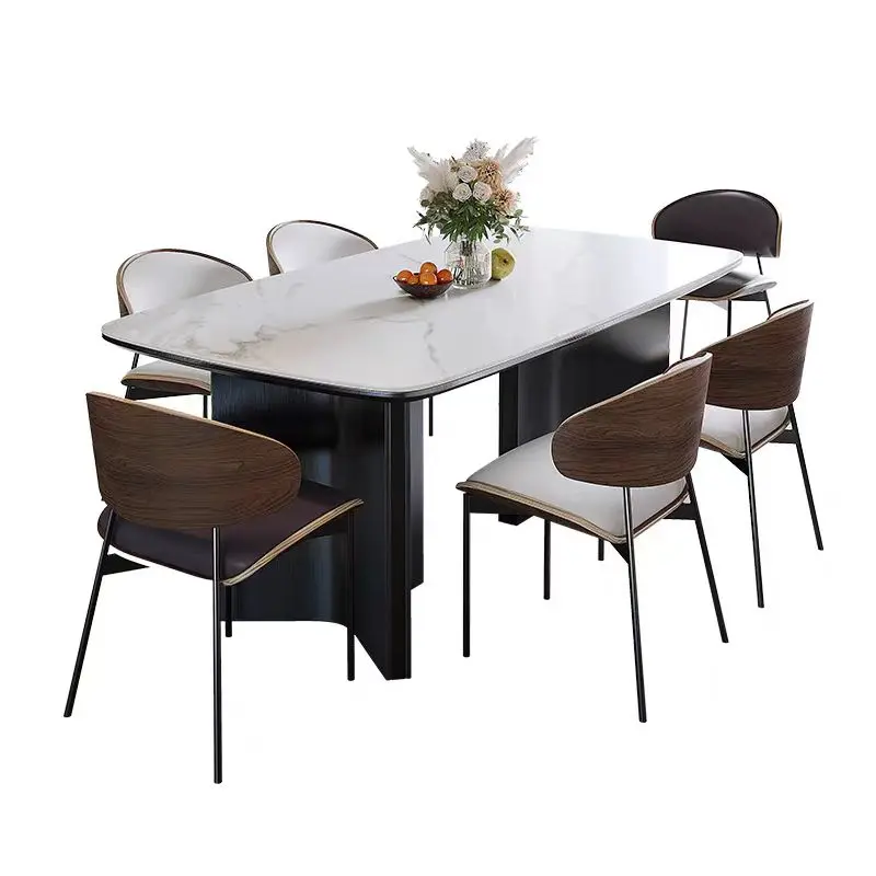 

Latest Design Dining Room Furniture Luxury Modern Stone Stainless Steel Marble Dining Table Set Restaurant Dining Tables