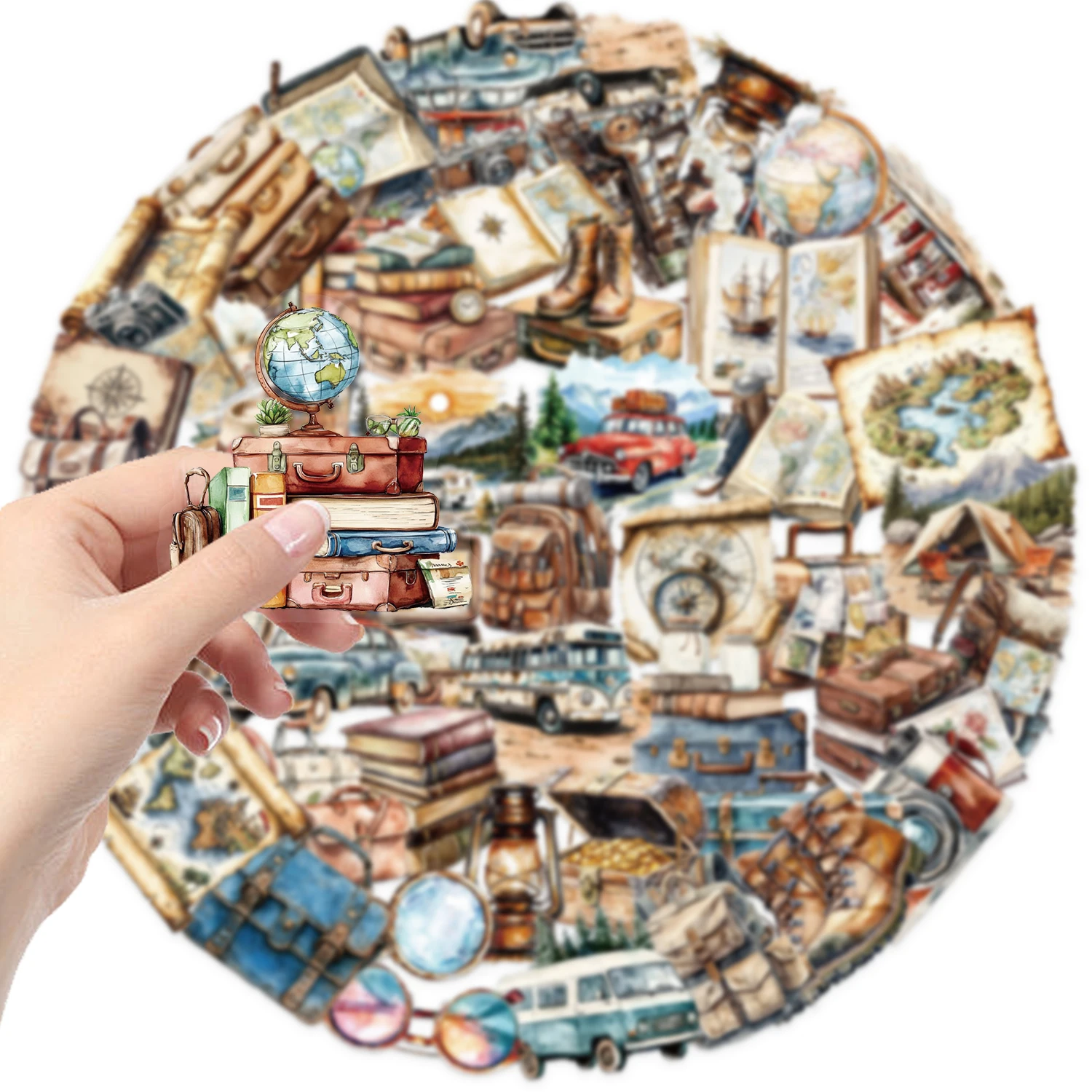 50/100PCS Vintage Travel Graffiti Stickers Decals Diary Laptop Fridge Suitcase Decoration Scrapbooking Sticker image 4