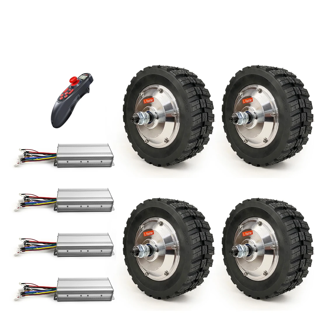 

L-faster 4WD 4X4 8inch 350W Hub Gear Motor Wheel For DIY Portable Platform Cart Transport Hand Truck Trolly Conversion Kit