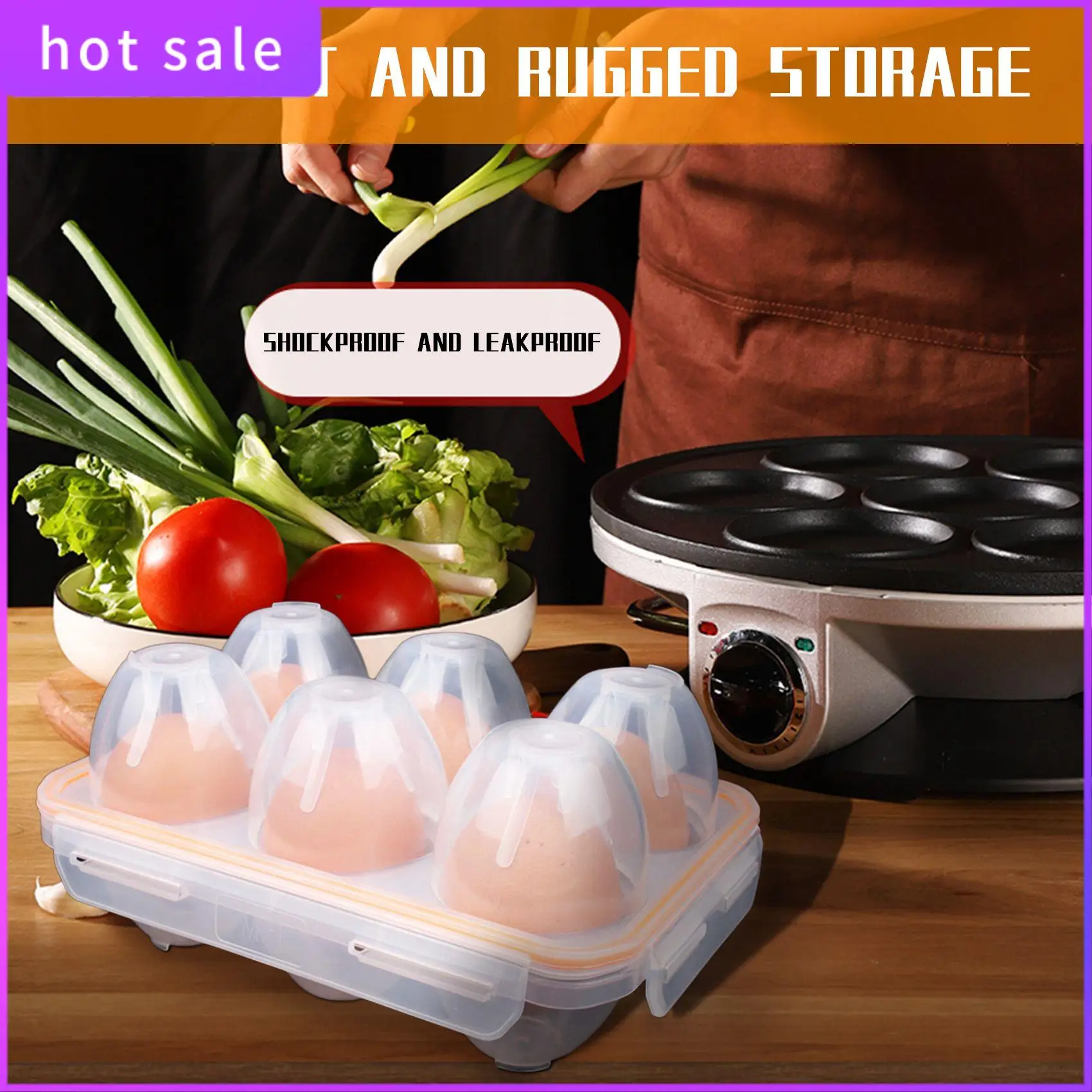 

LICG-Portable Camping Shockproof And Leakproof 6 Eggs Carrier Container Case Eggs Carrier Holder Egg Storage Box Case