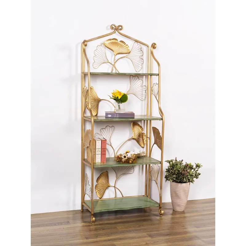 Retro American Solid Wood Birdcage Floor to Floor Display Living Room Bookshelf Multi-layer Display Shelf Balc