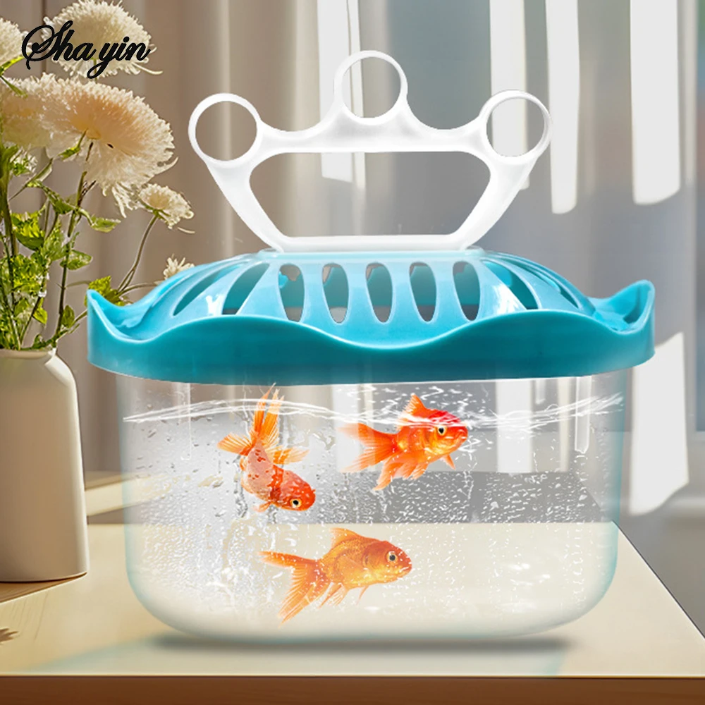 1PC Creative Crown Plastic Box Small Fish Tank Turtle Pet Transport Box Desktop Small Aquarium