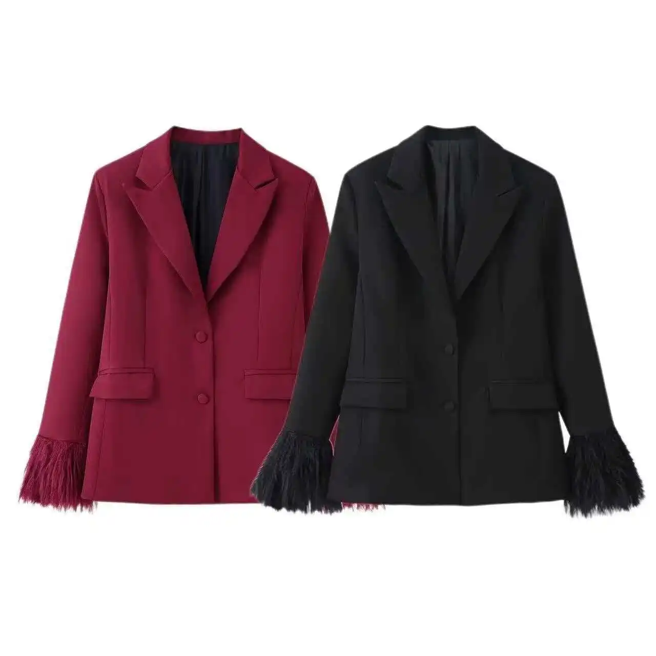 Conjunto de calças de duas peças feminino commuter jaqueta casual moda versátil borla mangas jaqueta de cintura alta calças de terno de perna reta