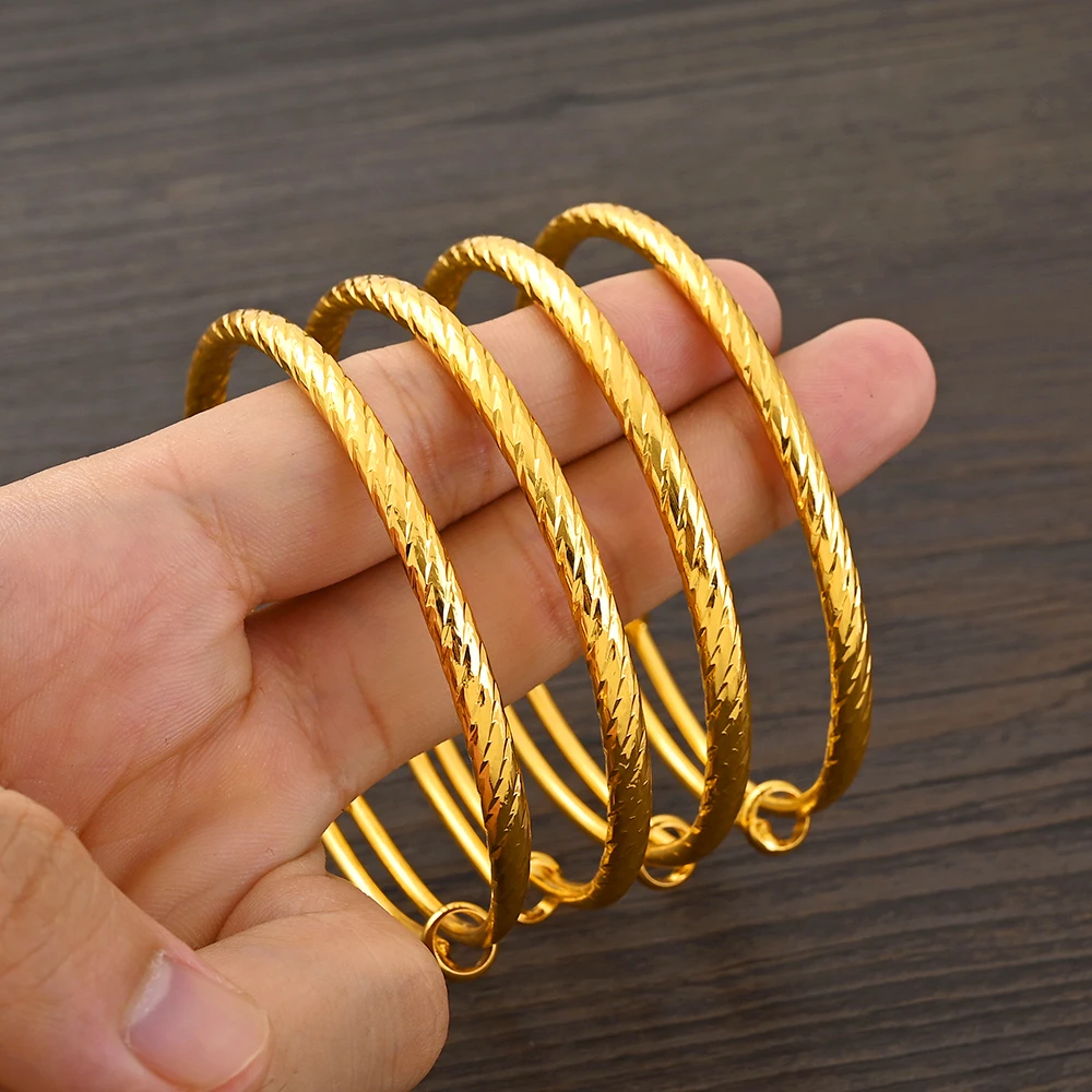 Gold Color Wedding Jewelry Adjustable Size Bangles Ethiopian Dubai Bracelets Women Birthday Paty Gifts