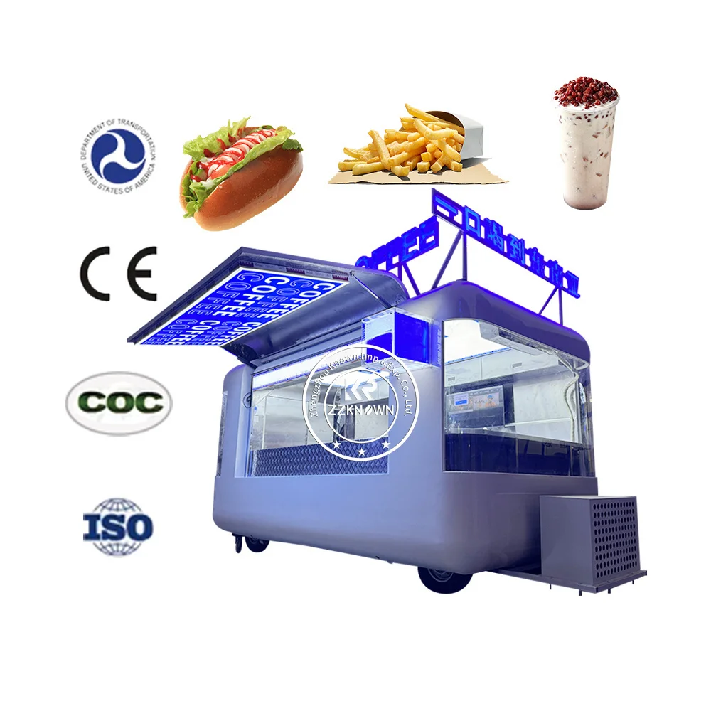 Bar BBQ Food Trailer Fully Equipped Ice Cream Coffee Fast Food Truck For Sale