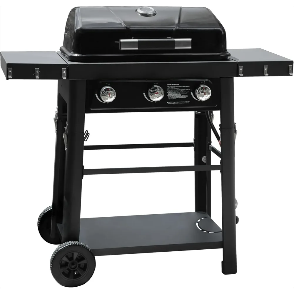 Brand-Man 3 Burner Propane Gas Grill with Portable Tabletop Propane Grill & Enameled Cast Iron Grates, Gas BBQ Grill.