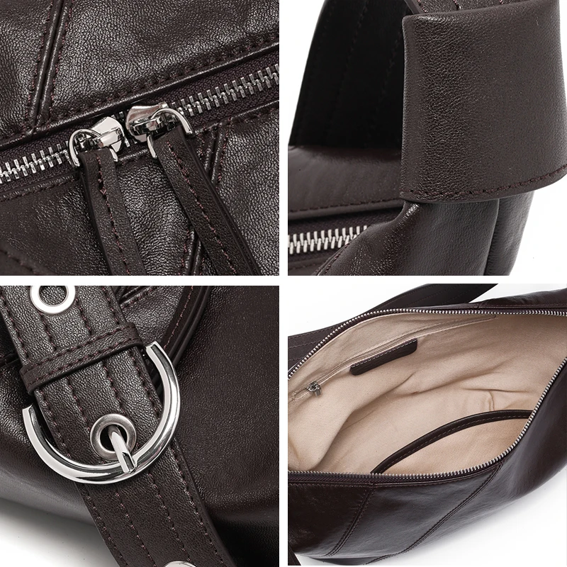 

Women's Natural Cow Leather Handbag Ladies Luxury Design Fashion Shoulder Bag Female Retro Soft Cowhide Crossbody Bags for Girls