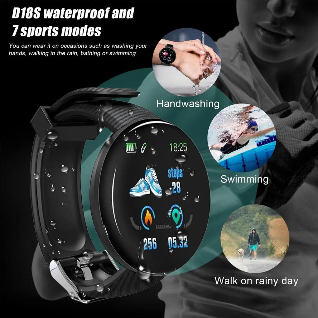 Smart Watch Screen Sports Pedometer Waterproof Digital Display Blood Pressure Heart Rate Watches Wristband No.3