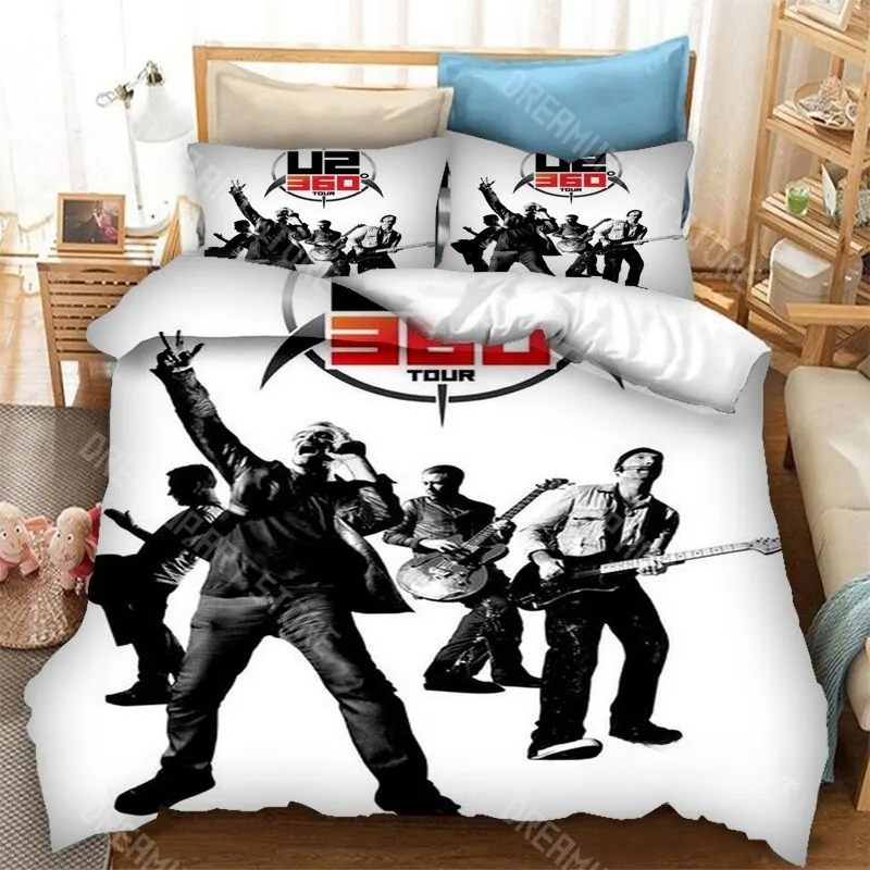 3D Printed U2 Rock music Band U Two Bedding Set for Boys Girls Duvet Cover Pillowcase Twin Queen King Full Single Double Sizes
