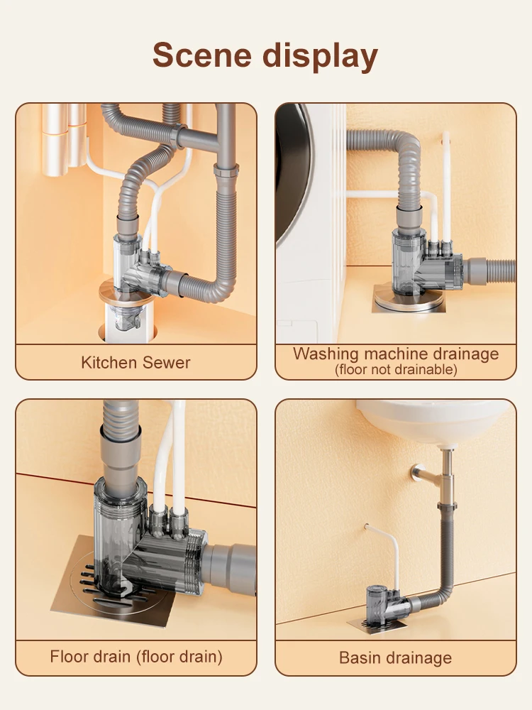 Tali pengering mesin cuci, pipa drainase dapur, Filter sambungan 3 arah, drainase mesin cuci piring, Distributor air multifungsi