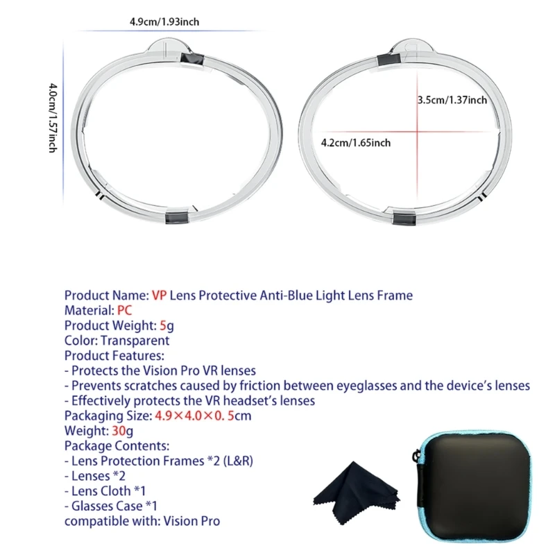 Lens Protective Cover Frame for Vision Pro Controllers Headsets Glasses Protective Eyewears Frame K1KF