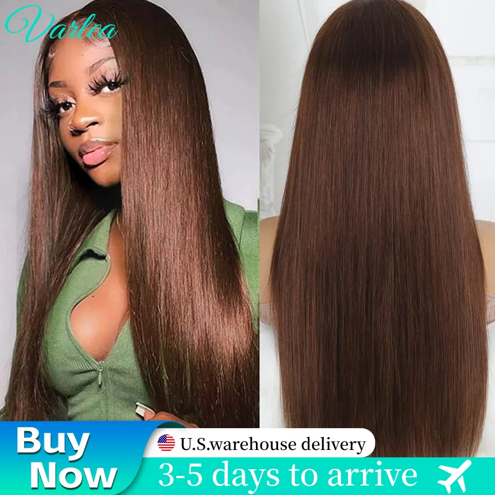 

Varlea 13x6 Lace 13x4 Lace Frontal Bone Straight Human Hair Wigs Chocolate Brown Human Hair Wig Colored Pre-Plucked For Women